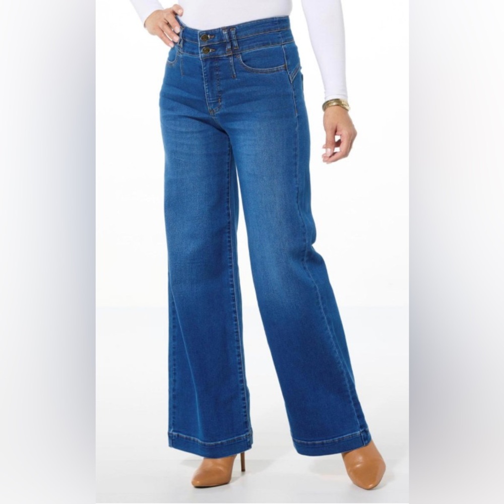 NWT G by Giuliana G Denim High Rise Wide Leg Ultra Soft Stretch Jean Size 12